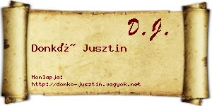 Donkó Jusztin névjegykártya